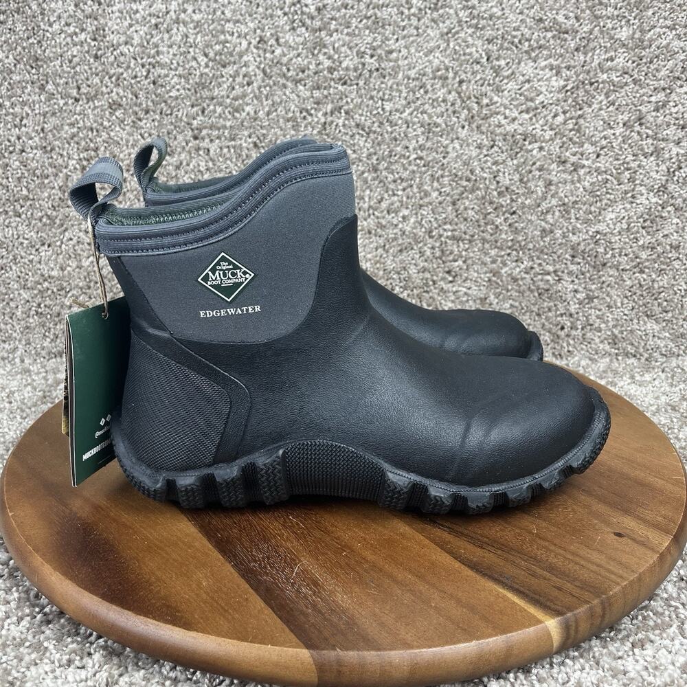 Muck Edgewater Men's Size 8 M Boots Black Olive Green Pull-On Waterproof Ankle
